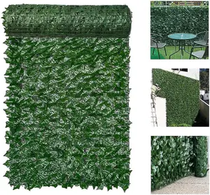 Artificial Ivy Hedge Screen Panels on Roll Garden Fence Maple Leaf Expandable Privacy Screen Wall Panel - H 1m x W 3m