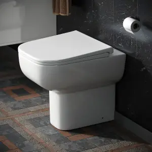 Nes Home Modern Back To Wall Toilet Pan & Soft Close Seat