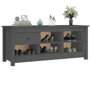 Shoe Cabinet Grey 110x38x45.5 cm Solid Wood Pine