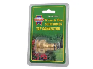 Faithfull SB3002 Brass Dual Tap Connector 12.5-19mm (1/2 - 3/4in) FAIHOSETC