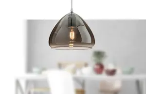 Luminosa Willis Dome Pendant Light Chrome with Smoked Glass