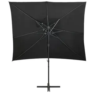 Berkfield Cantilever Umbrella with Double Top Black 250x250 cm