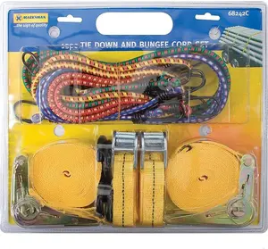 12Pc Heavy Duty Tie Down And Bungee Cord Set  Safety Harness Strong Durable