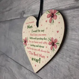 Special Gift For Nan Wooden Heart Nan Birthday Gift Grandparent Plaque Love Sign Keepsake