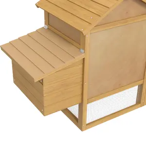 PawHut Chicken Coop Hen Cage Small Animal Hutch Nesting Box Outdoor Run Natural