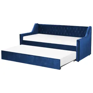 Velvet EU Single Trundle Bed Blue MONTARGIS