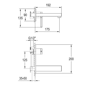 Sura Polished Chrome Wall-mounted Basin Mixer Tap