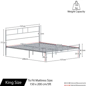 Vida Designs Dorset Silver 5ft King Size Bed Frame