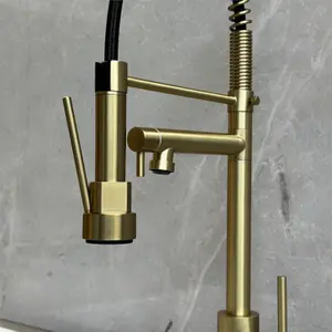 Liquida GR267BR Brushed Brass Kitchen Tap With Swivel Spout & Directional Spray