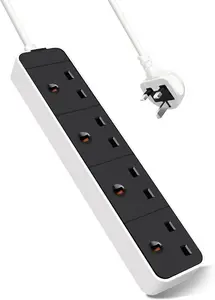 Extrastar 4 Way 2 Meter Extension lead (Black), 13A