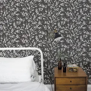 Galerie Secret Garden Black/Greige Calming Leaf Branches Wallpaper Roll