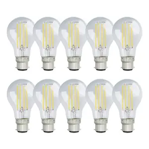 Harper Living 8 Watts GLS B22 BC Bayonet LED Light Bulb Clear Warm White Dimmable, Pack of 10