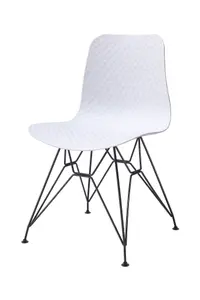 Set of 4pcs  textured white dining chairs with creative metal legs