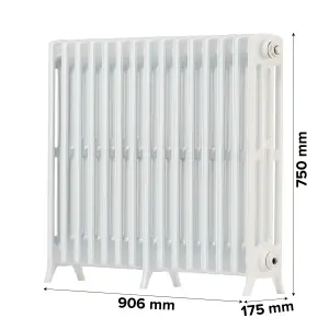 Arroll Edwardian Cast aluminium White 15 Column Radiator, (W)906mm x (H)750mm