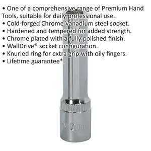 Premium 6mm Deep Drive Socket - 1/4" Chrome Vanadium Steel Tool