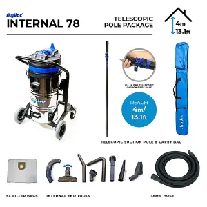 SkyVac Internal 78, Internal Cleaning Vacuum. 4M Telescopic Pole Package.