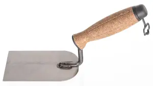 Toolty Margin Plastering Trowel with Wooden Handle 80mm Grinded Carbon Steel for Brickwork and Plastering Rendering DIY