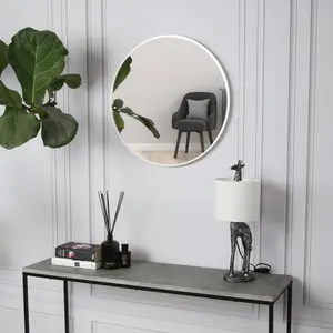 Sasheer - Round Framed Wall Mounted Mirror Silver / 60cm H x 60cm W