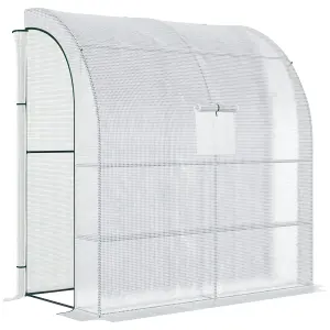 Outsunny Walk-In Lean to Wall Greenhouse w/Window&Door 200Lx 100W x 215Hcm White