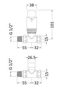 Luxury Straight Thermostatic Radiator Valves, Sold in Pairs - Chrome