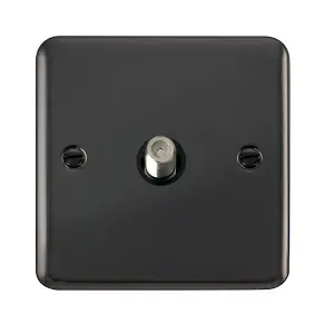 Curved Black Nickel Satellite Socket 1 Gang - Black Trim - SE Home