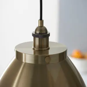 Luminosa Franklin Single Pendant Ceiling Lamp, Antique Brass Plate