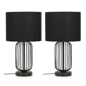 Mathia 39cm Black Table Lamp Set (Set of 2)