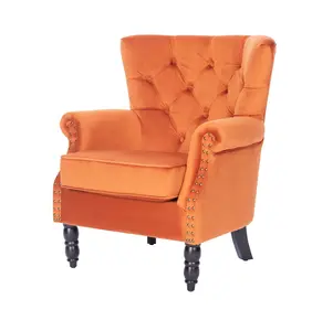 Velvet Orange Liana Accent Wingback Chair