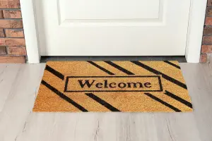 Coir Products Coir Doormat with the Design of a Formal Welcome Message