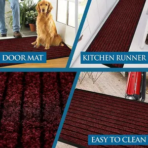 Hullfish Non-Slip Indoor Outdoor Door Mat Maroon / Rectangle 80 x 150 cm