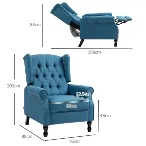 HOMCOM Manual Reclining Armchair Recliner with Footrest Blue