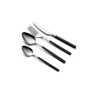 Hanah Home Dynasty 18 Piece Stainless Steel Cutlery Set , Service for 6 Black/Silver