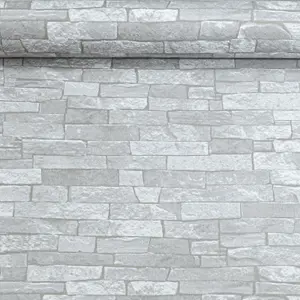 Rustic Brick 3D Effect White Light Medium Grey Textured Feature Wallpaper