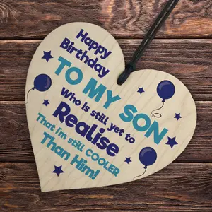 Red Ocean Son Gifts From Mum 18th 21st 30th Birthday Gift For Son Wood Heart Funny Gift For Son