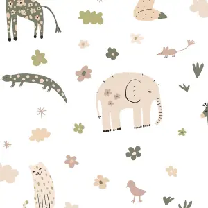 Animal Kingdom Wallpaper In Pale Pastels