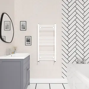 Wiest Straight Heated Towel Rail Radiator Bathroom Ladder Warmer White / 100cm H x 50cm W x 3cm D