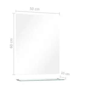 Berkfield Wall Mirror with Shelf 50x60 cm Tempered Glass