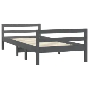 Berkfield Bed Frame Grey 90x200 cm Solid Wood Pine