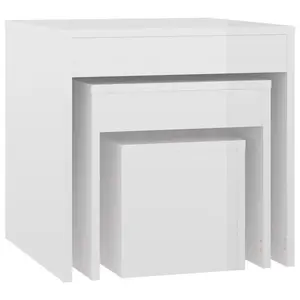 Gnesis Nesting Tables 3 pcs Engineered Wood (Set of 3) High Gloss White / High Gloss White