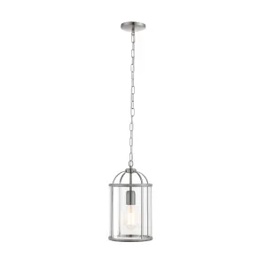 Anson Lighting Powell Pendant light finished in Satin nickel plate and clear glass