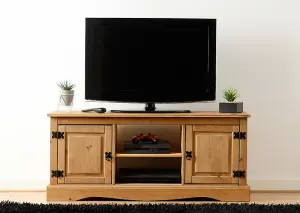 Corona Waxed Pine 2 Door 1 Shelf Flat Screen TV Unit Cupboard Storage