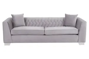 Interiors by Premier Rashika 3 Seat Grey Velvet Sofa