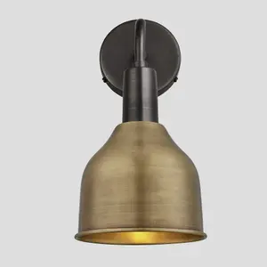 Industville Sleek Cone Wall Light, 7 Inch, Brass, Pewter Holder