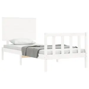 Berkfield Bed Frame with Headboard White 90x200 cm Solid Wood