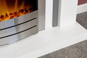 Adam Chilton Fireplace in Pure White & Grey with Colorado Electric Fire in Brushed Steel, 39 Inch