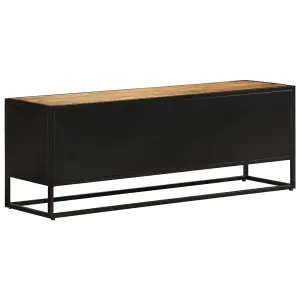 Berkfield TV Cabinet 110x30x40 cm Solid Rough Wood Mango&Iron