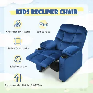 Costway Kids Recliner Chair Velvet Fabric Adjustable Sofa Chair Gaming Lounge Chair