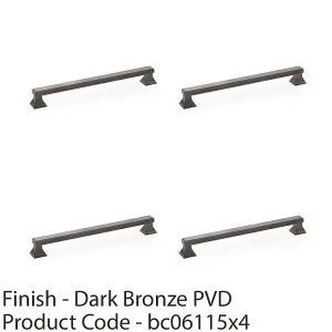 4 PACK - Chunky Square Pull Handle - Dark Bronze 224mm Centres SOLID BRASS Drawer Door