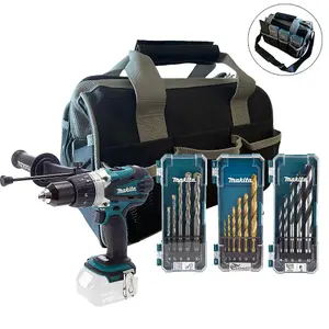 Makita DHP458 DHP458Z 18v LXT Lithium Combi Hammer Bare + Bag + 16PC Bit Set