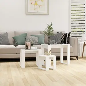 Gobao Nesting Tables 3 pcs Engineered Wood (Set of 3) White / White